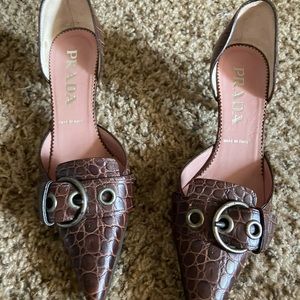 Prada pointy toe kitten heels